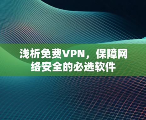 浅析免费VPN，保障网络安全的必选软件