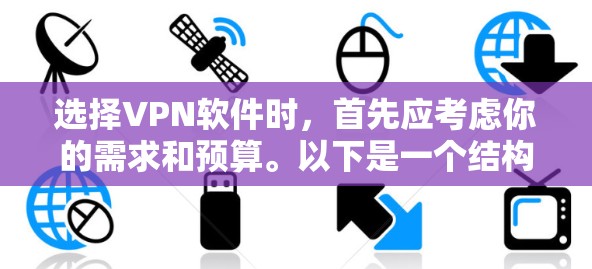 选择VPN软件时，首先应考虑你的需求和预算。以下是一个结构化的推荐和步骤指南
