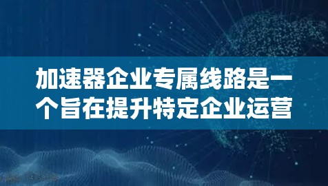 加速器企业专属线路是一个旨在提升特定企业运营效率和竞争力的系统或解决方案。以下是对该概念的详细分析和解释